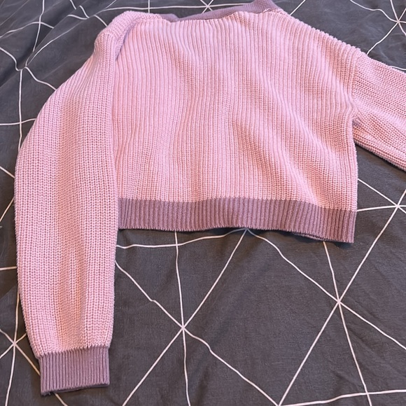 Purple and pinkish sweater with purple and button up - Picture 2 of 2